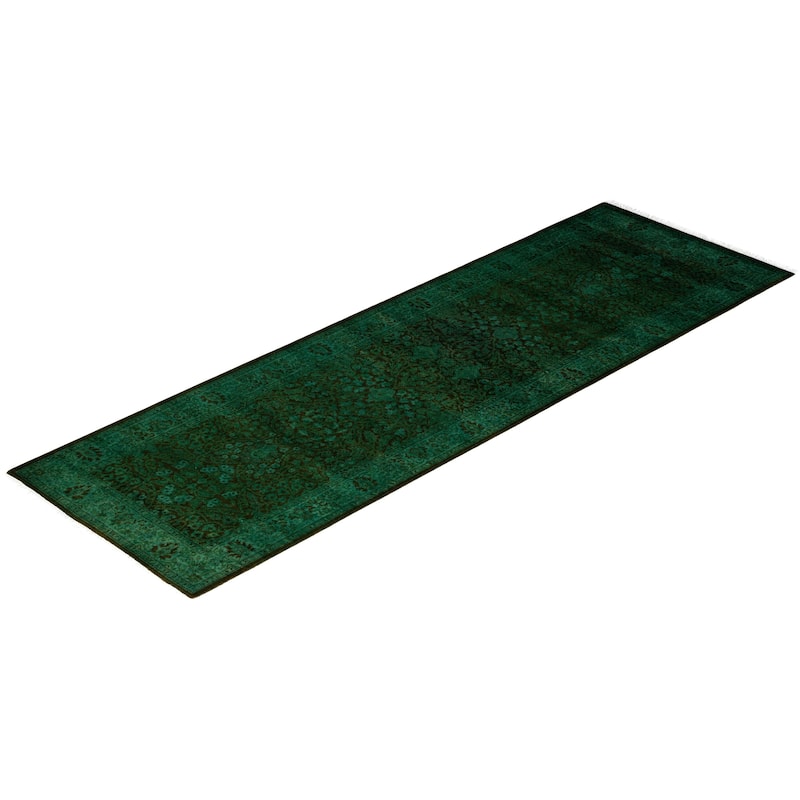 Overdyed One-of-a-Kind Hand-Knotted Area Rug - Green - 2' 7" x 8' 3"