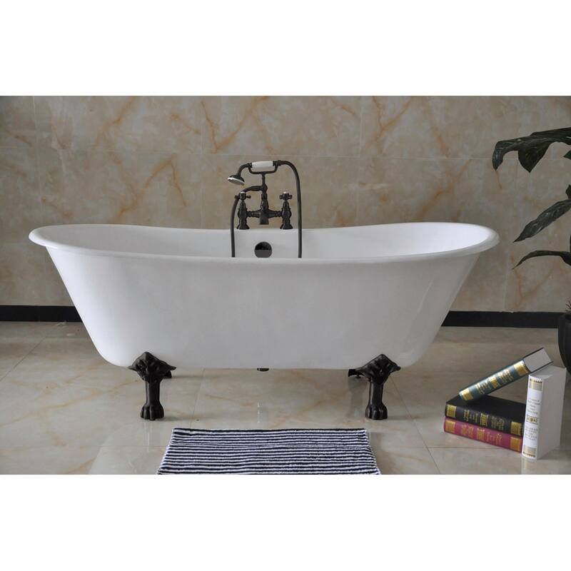 Kingston Brass Aqua Eden 67" Clawfoot Cast Iron Soaking Tub with