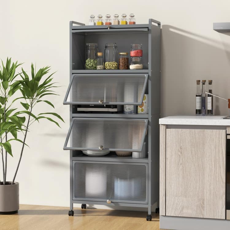 5-Tier Kitchen Baker's Rack with Flip-up PC Doors - 23.5" x 12.5" x 60.5" (L x W x H)