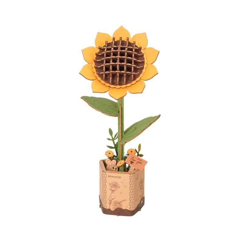 DIY 3D Wood Flower Puzzles - Sunflower