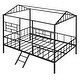 preview thumbnail 11 of 25, Twin Metal House Bed Frame with Slats, Treehouse Design for Kids