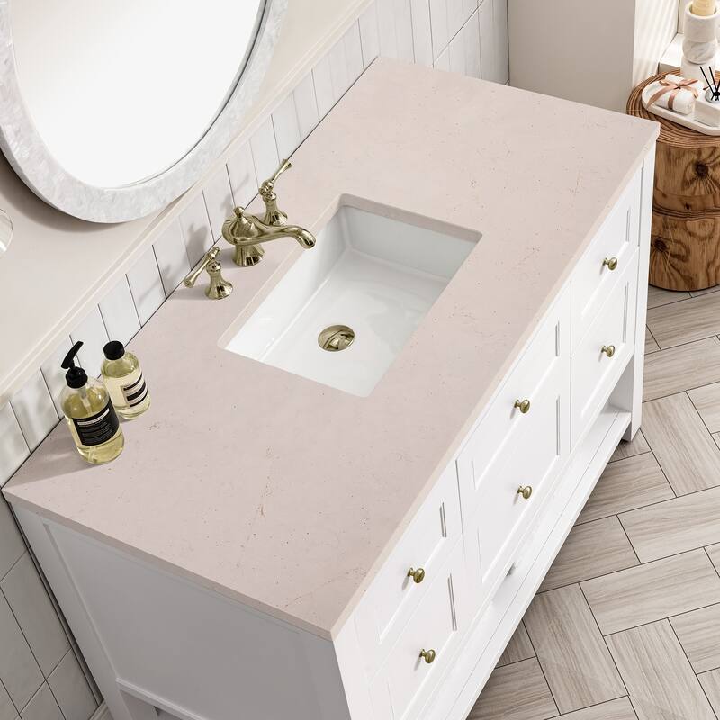 James Martin Vanities Breckenridge 48" Single Vanity, Bright White - Eternal Marfil Quartz
