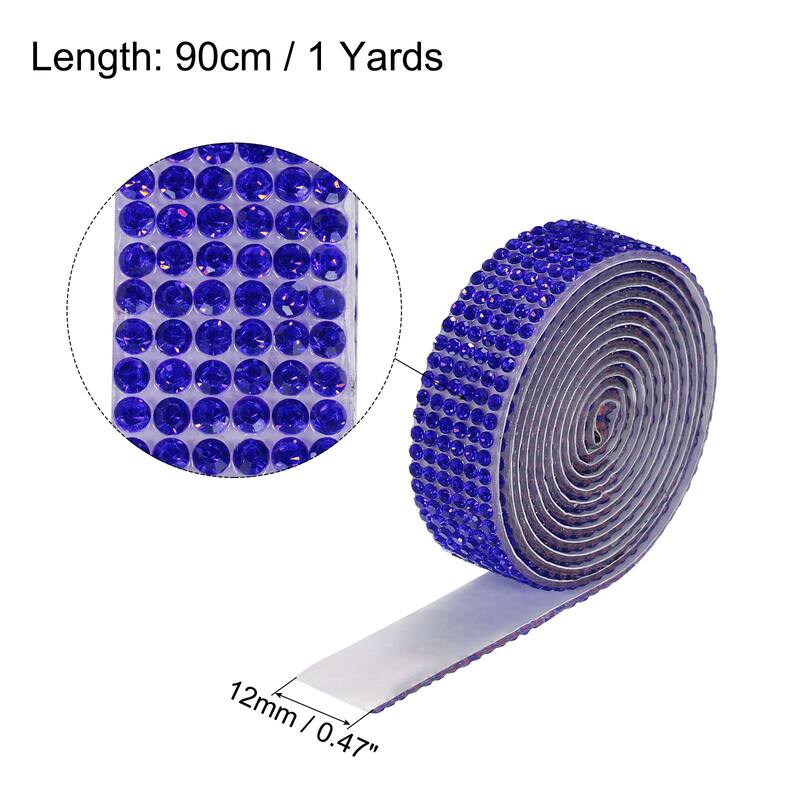 3 Roll 1 Yard 12mm Self Adhesive Crystal Ribbon - Red,Dark Blue,Lake Blue