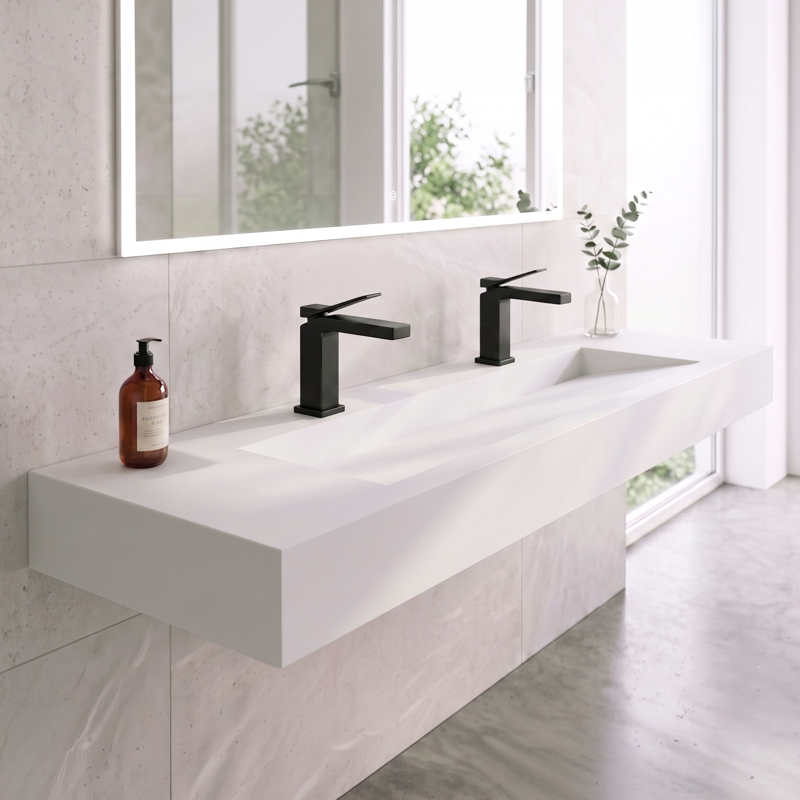 Pyramid Solid Surface Wall-Mounted Bathroom Sink
