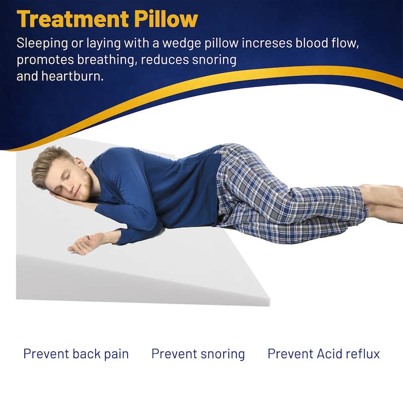 Extra Wide Bed Wedge Pillow | Body Support Sponge | Tringle Incline Cushion to Elevate Upper Body, 40 x 20 x 4 - White