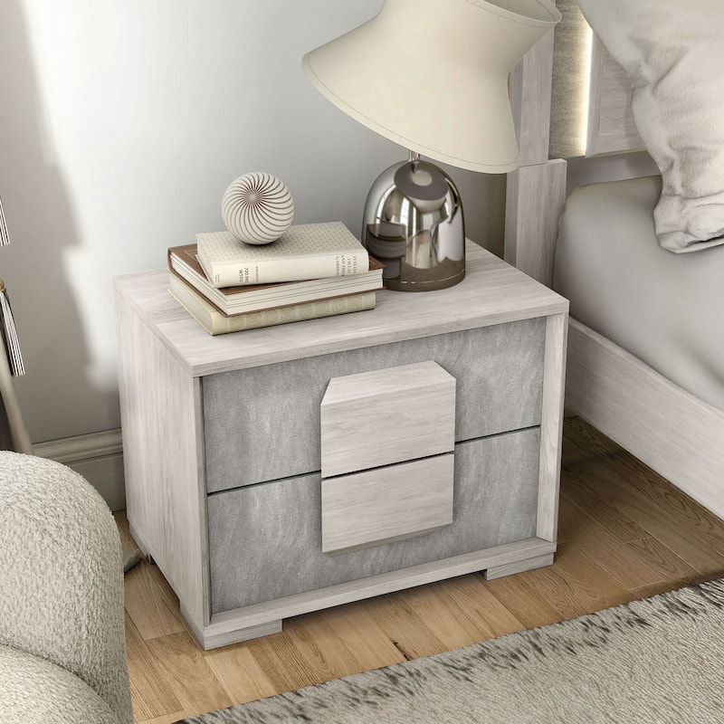Furniture of America Jonnick Contemporary Two-tone Washed White 2-Drawer Nightstand