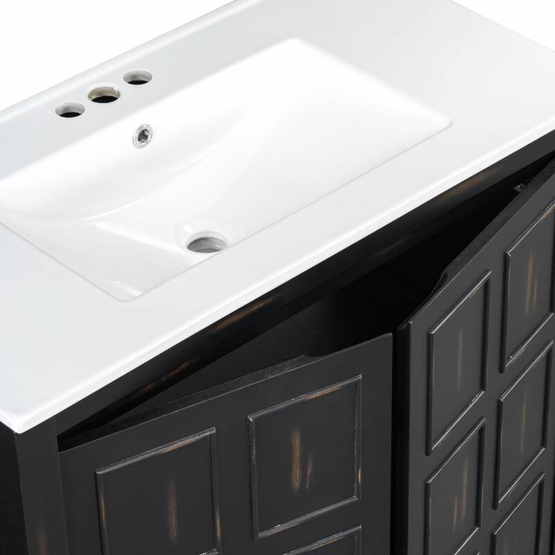 36" Bathroom Vanity Organizer with Sink - Combo Cabinet Set & Storage