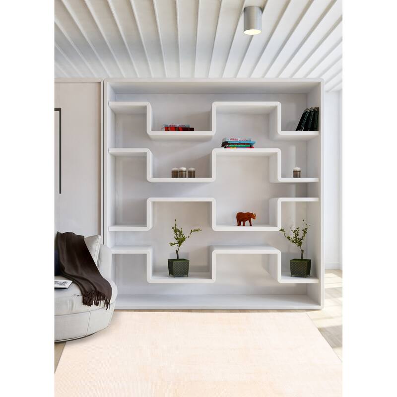 ECARPETGALLERY Hand-knotted Loreto Cream Viscose Rug - 8'0 x 10'1