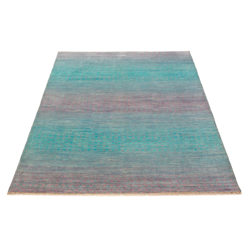 ECARPETGALLERY Hand-knotted Silk Shadow Cyan, Purple Wool Rug - 5' 11" x 8' 9"