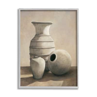 Stupell Sepia Ceramic Urn Vases Still Life Detailed Drawing Framed Wall Art,Design by Andre Mazo - Brown