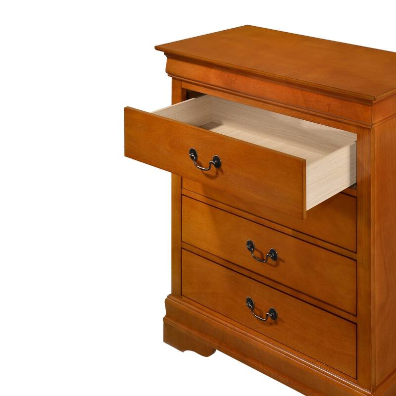 Wooden Bedroom Chest with Four Drawers - 41" - Brown