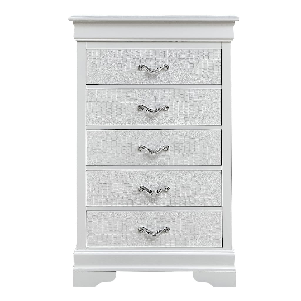 5-Drawer Textured Wooden Bedroom Chest - 48" - Silver