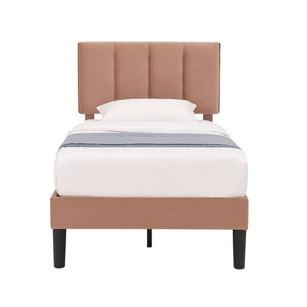 Javlergo Velvet Upholstered Platform Bed Frame with