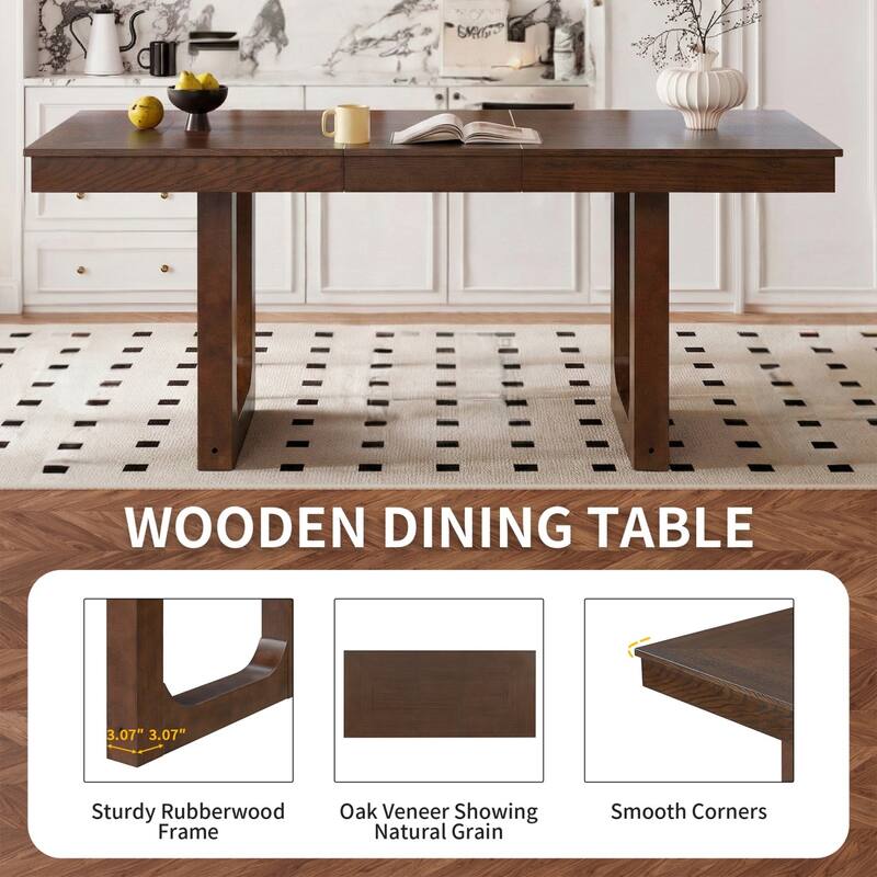 5/7-Piece Set, 60-78" Extendable Dining Table with Upholstered Chairs