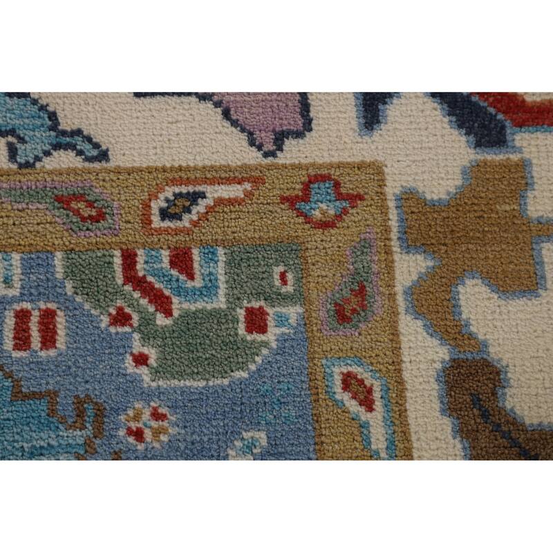 Blue Floral Oushak Oriental Area Rug Handmade Dining Room Wool Carpet - 7'10"x 9'10"