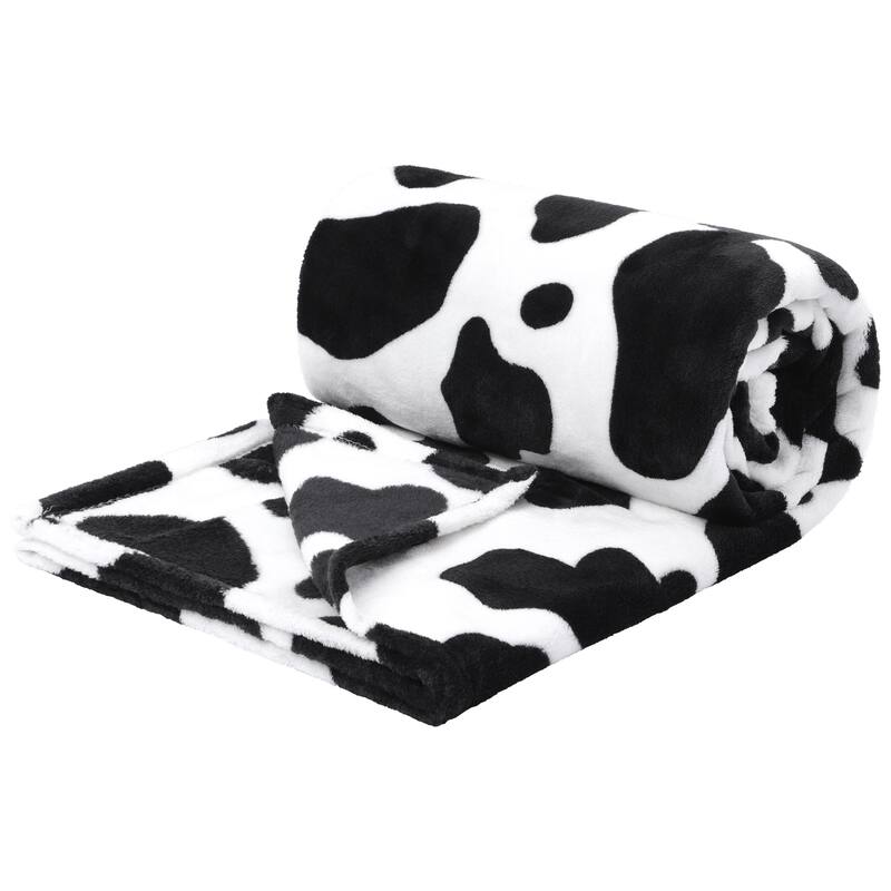 Cow Printed Flannel Throw Blanket Soft 300GSM Lightweight Sofa Bed - 39"x51"