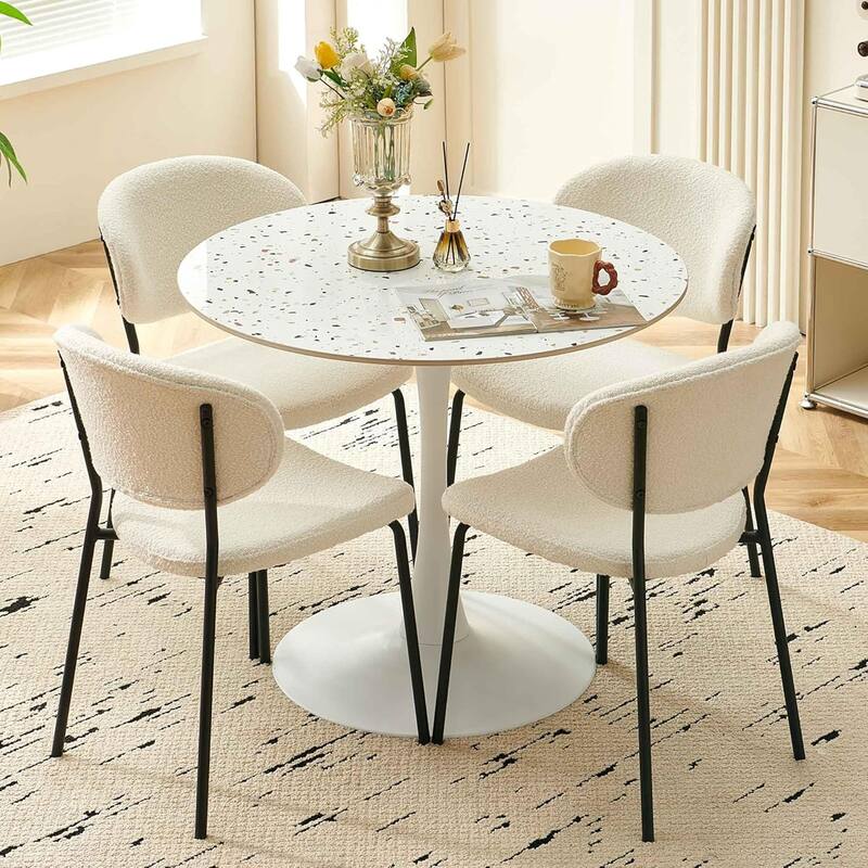 Howtai Round Kitchen Dining Chairs Upholstered,Metal Legs