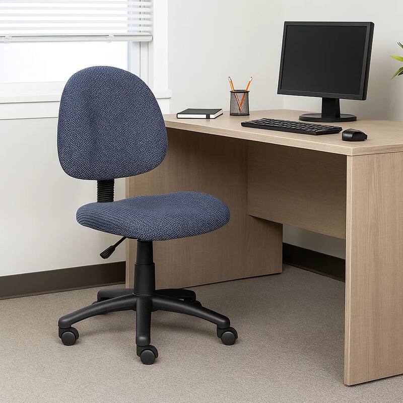 Jea Swivel Posture Chair, Contoured Seat and Back, Blue Tweed, Wheels