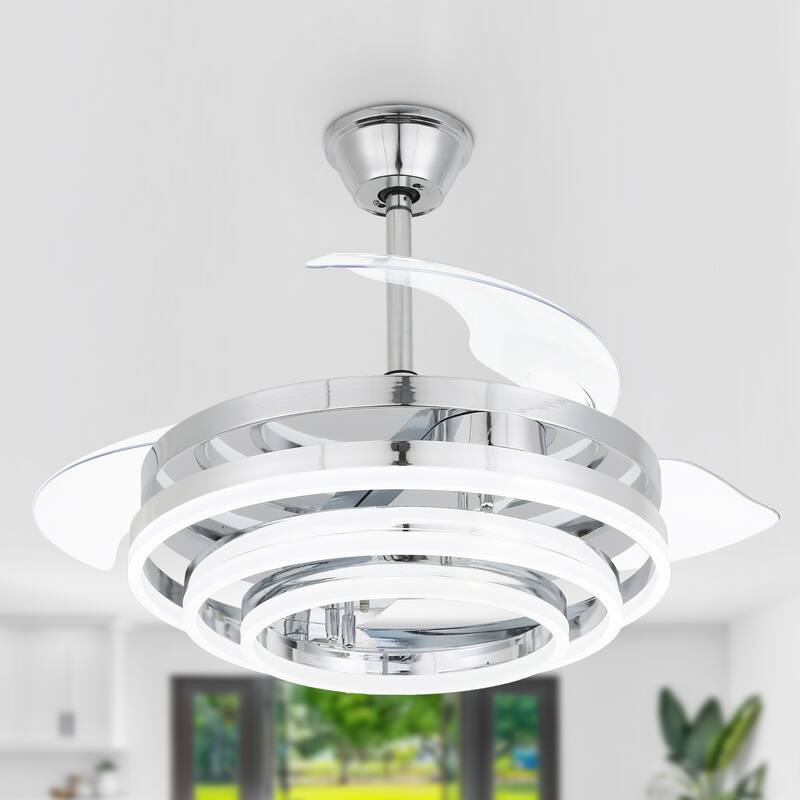 Oaks Aura 42in. LED DIY Shape Modern Ring Ceiling Fan With Lights, 6-Speed Latest DC Motor Remote Control Rose Ceiling Fan