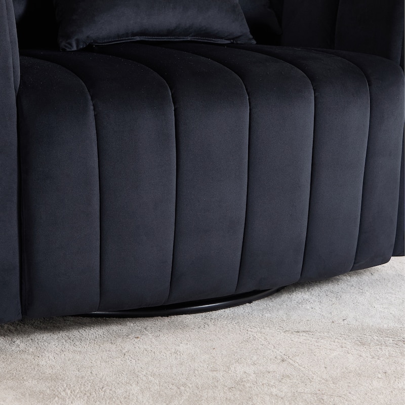 Modern Velvet Swivel Accent Chair,Sofa Chair with Pillows