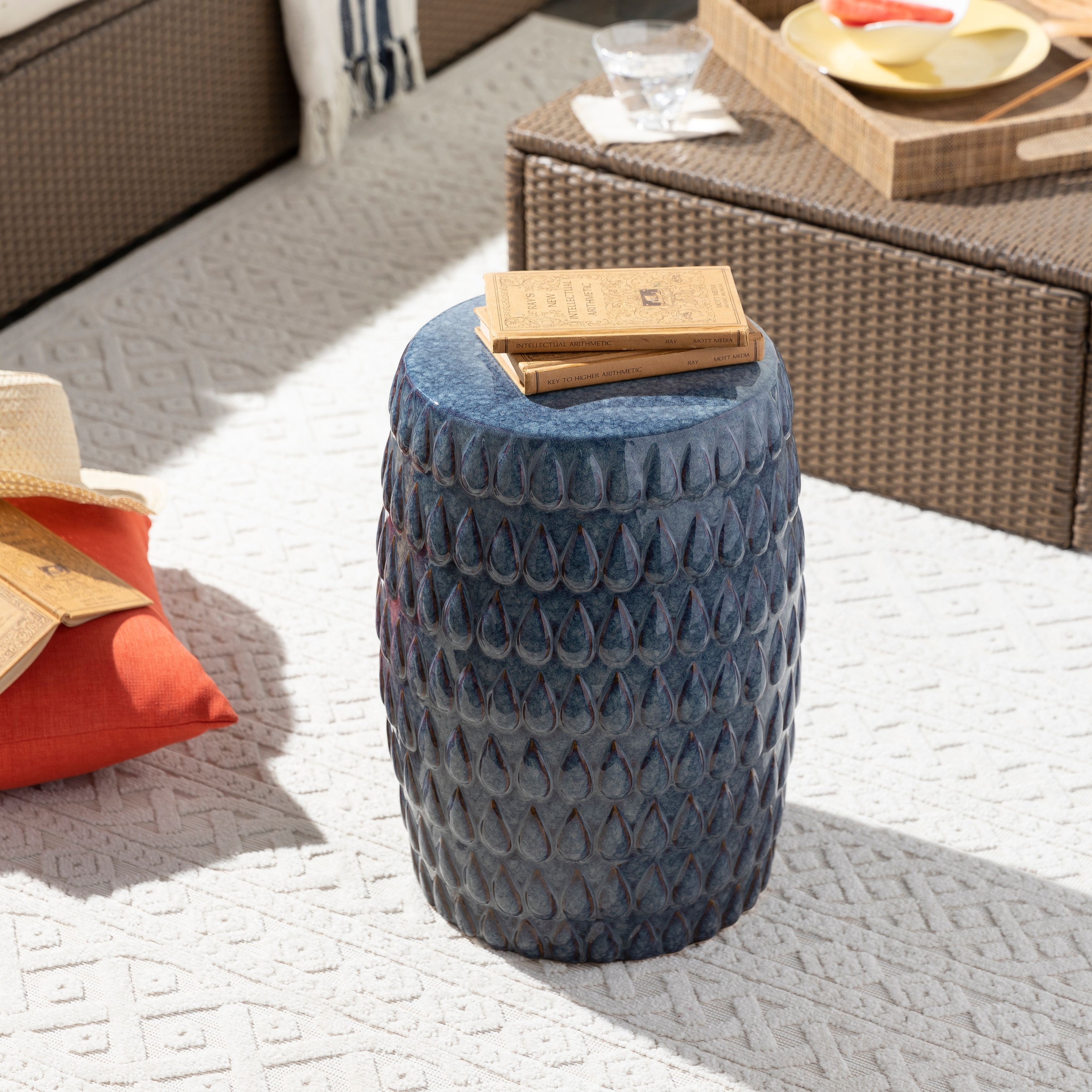 Lisette Indoor/ Outdoor Textured Garden Stool