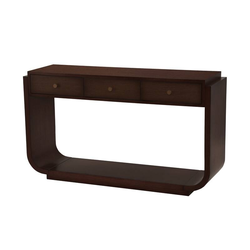 Mid-Century Modern Console Table with 3 Storage Drawers and Display Shelf for Entryway or Living Room Use