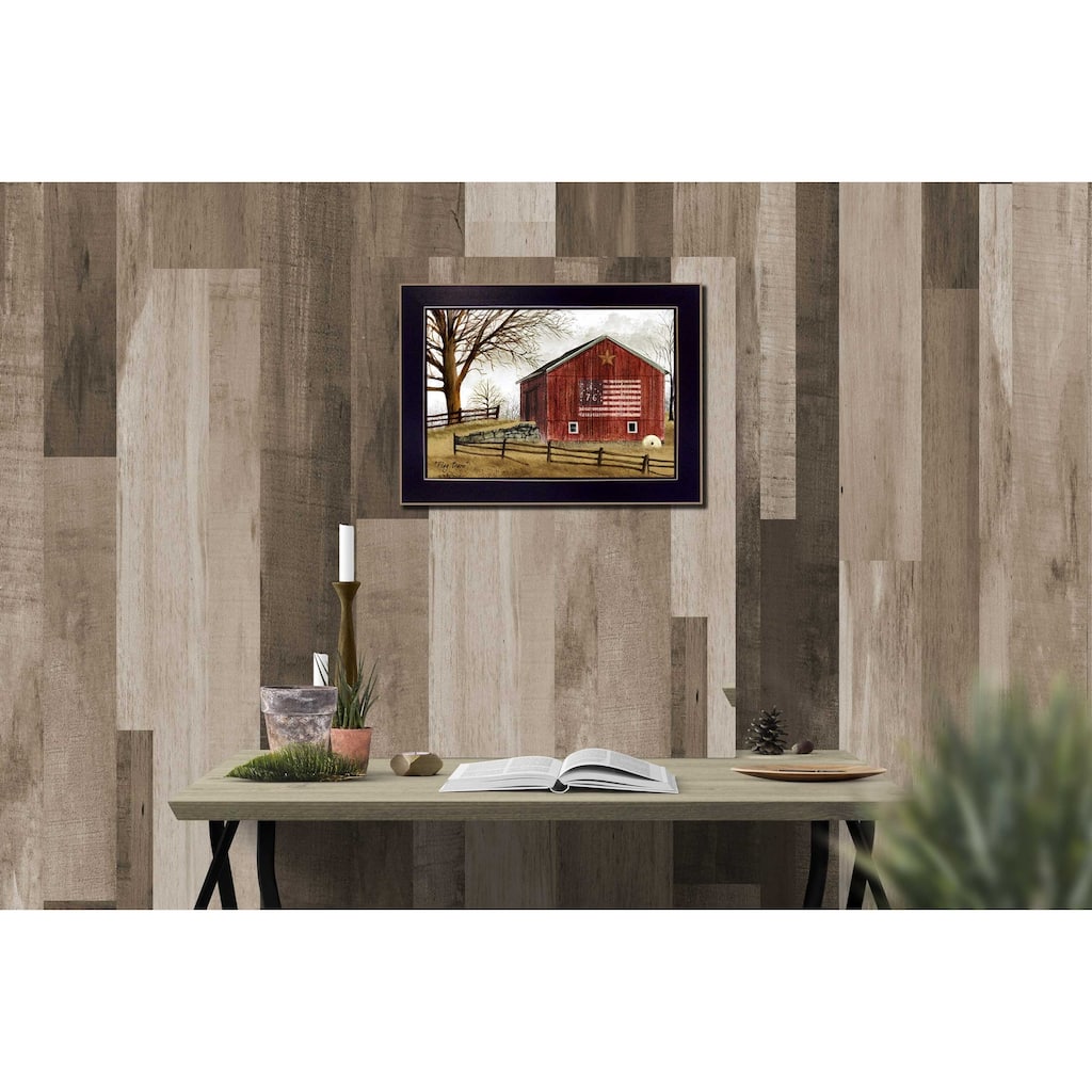 TrendyDecor4U Contemporary "Flag Barn" Framed Print Wall Art by Billy Jacobs