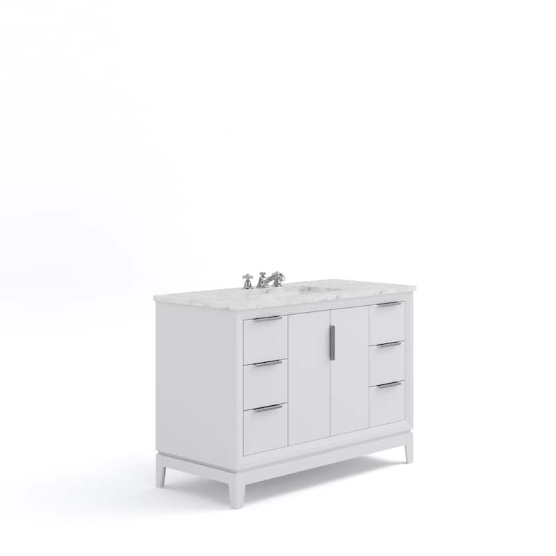 Elizabeth 48" Carrara White Marble Bathroom Vanity with Faucet