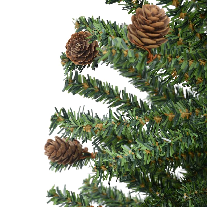 Puleo International Pre-Lit 3' Fir Artificial Christmas Tree with Pines Cones