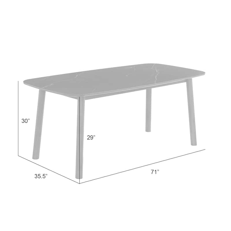 Emorie Mid-Century Modern 71 in. Rectangle Wood Dining Table in Walnut Finish with Sintered Stone Top 