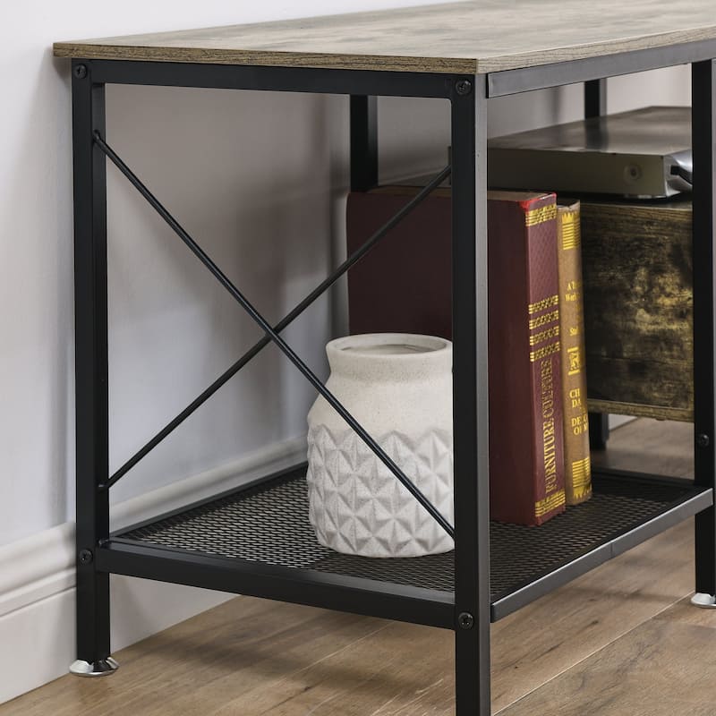 VECELO Large TV Console and TV Cabinet Industrial Entertainment Center for TVs up to 77, TV Stand