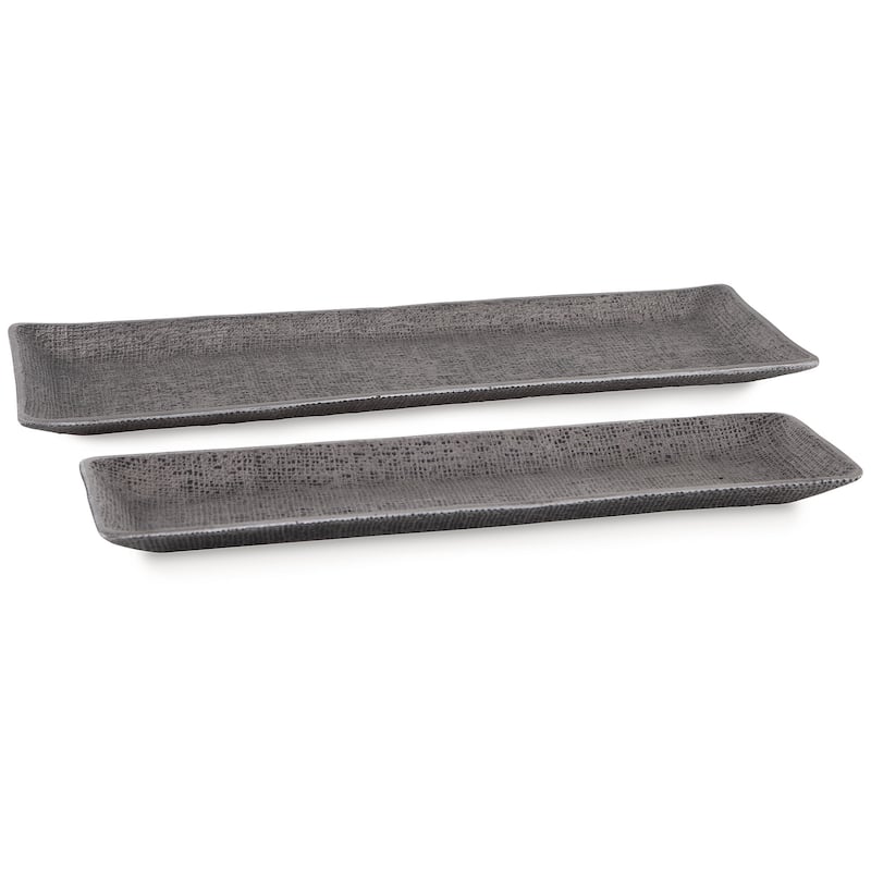 Signature Design by Ashley Garekton Pewter Tray (Set of 2) - 24"W x 8"D x 1"H