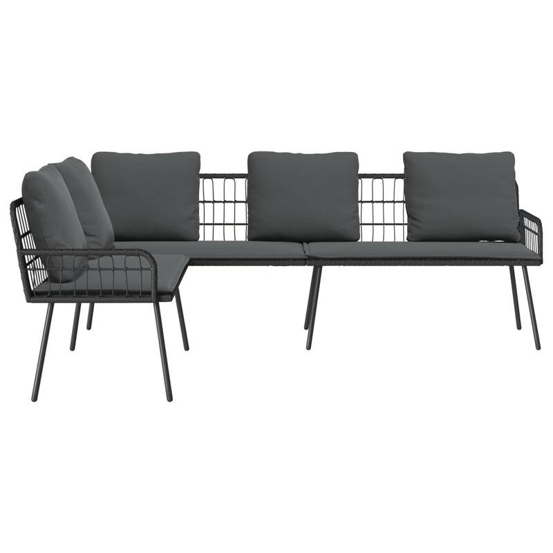 vidaXL L-Shaped Sofa Black/Natural Poly Rattan