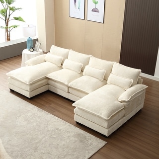 110.63" Sectional Sofa Cloud Couch for Living Room, Modern Chenille U ...