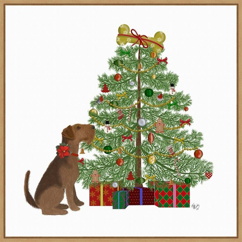 Christmas Dogs Bone Tree by Fab Funky Framed Canvas Wall Art