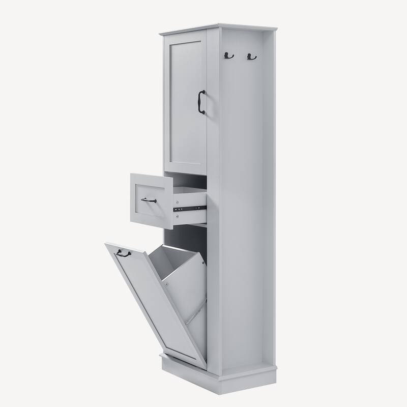Tall Bathroom Storage Cabinet with Tilt-Out Compartment and Adjustable Shelves