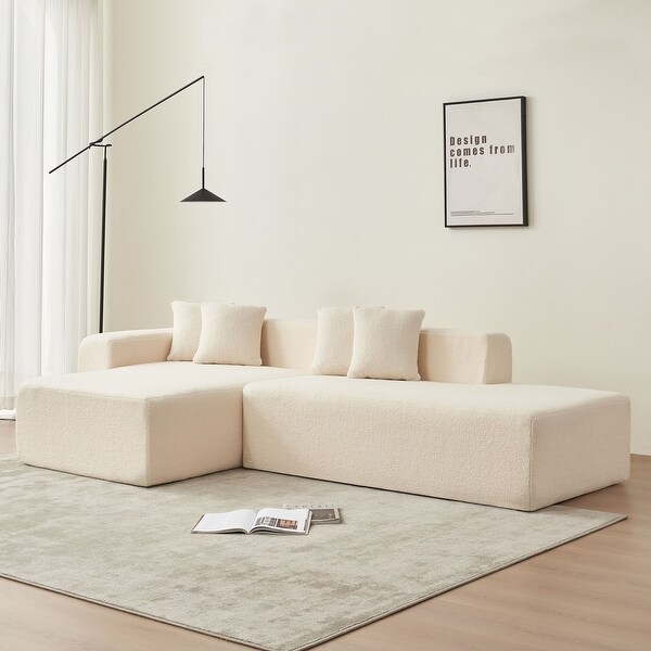 Modular L Shape Sectional Sofa Lambswool Fabric Upholstered 5 Seater Corner Sofa Couch with Chaise Lounge Bed Bath Beyond 40847699