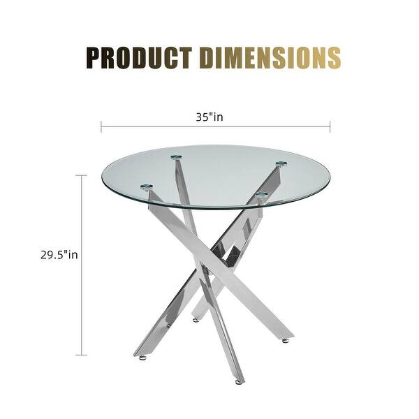 Modern Round Tempered Glass Table with Iron Base - Bed Bath & Beyond ...