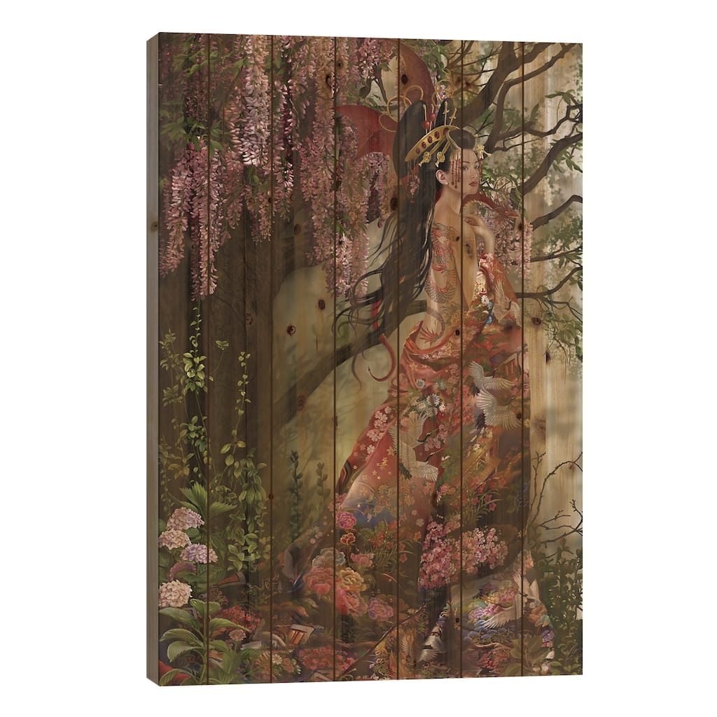 Silk Print On Wood by Nene Thomas - Multi-Color
