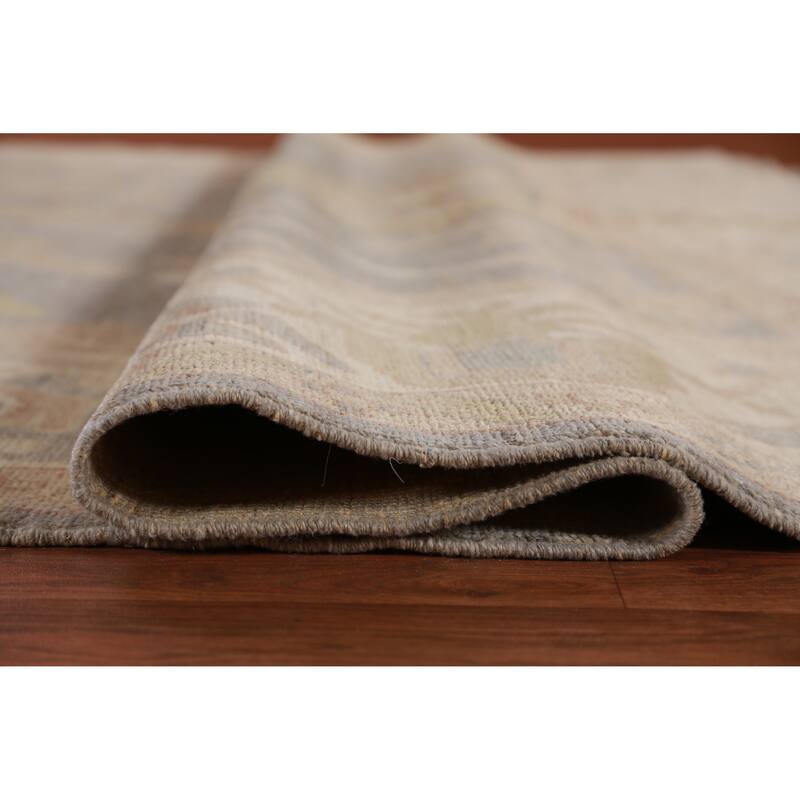 Hand Knotted Oriental 100% Wool Carpet Transitional All-Over Greys & Charcoal Oushak Area Rug - 11' 10'' X 9' 1''