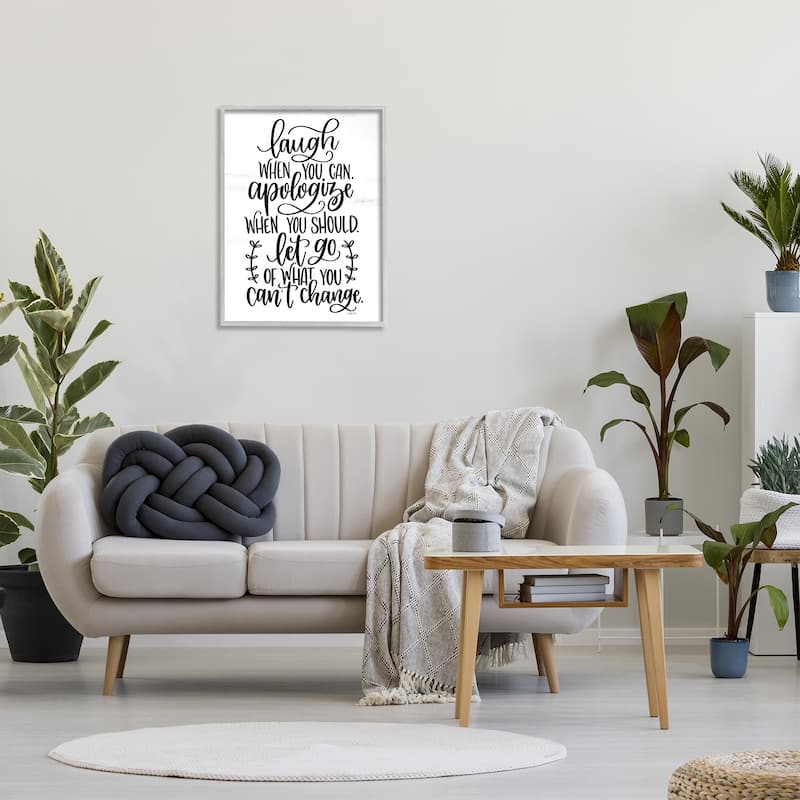 Stupell Inspirational Life Quote Script Calligraphy Birch Pattern Framed Wall Art, Design by Imperfect Dust