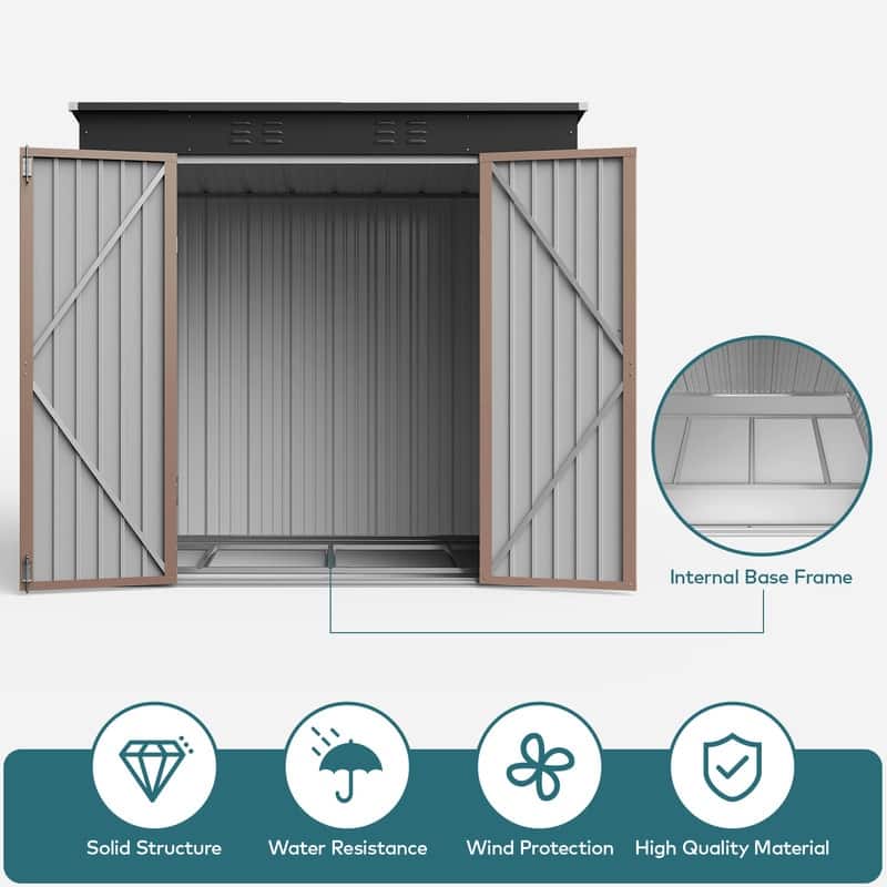 6ft x 4ft Outdoor Metal Storage Shed, Garden Tool House with Lockable Door
