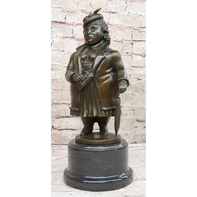 Woman With Umbrella Abstract Bronze Sculpture Statue Art Fernando Botero
