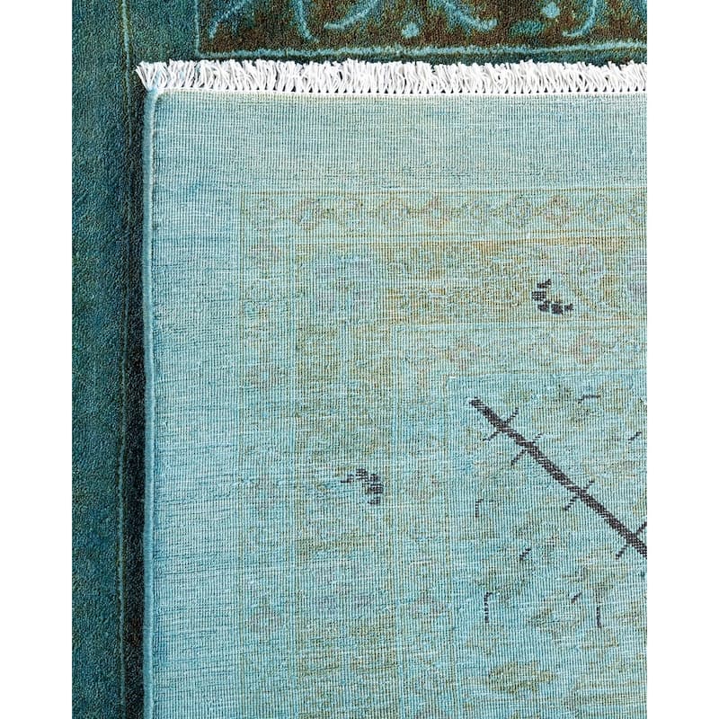 Overdyed, One-of-a-Kind Hand-Knotted Area Rug - Blue - 10' 1" x 19' 6"