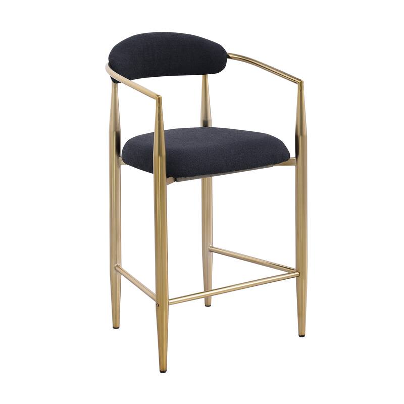 Modern Set of 2 Bar Stools with Armrests Cushioned Seat and Metal Frame for Dining Room Living Room and Bedroom