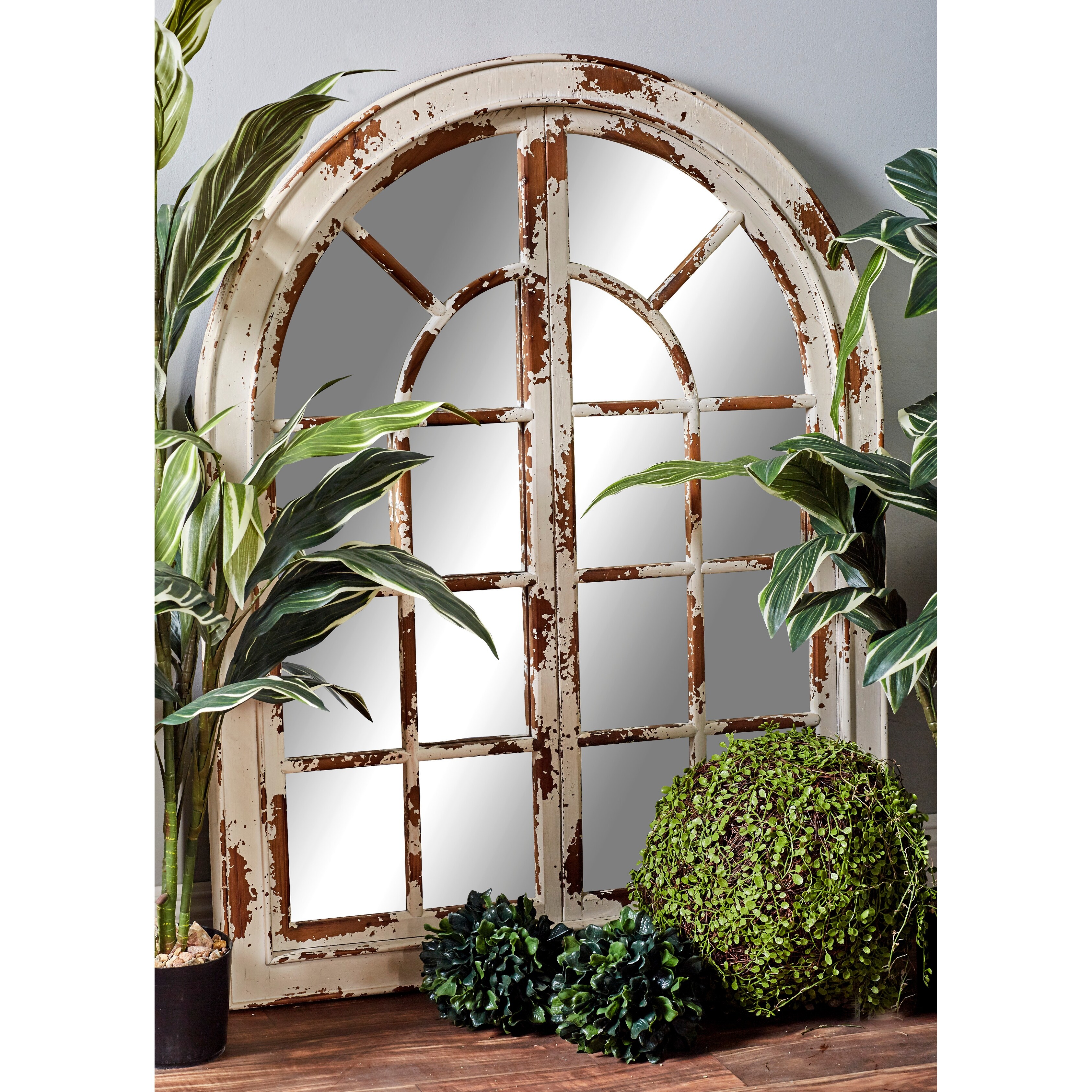 Shop Farmhouse 48 X 37 Inch Classic White Arched Wall Mirror By Studio 350 Overstock 19565760