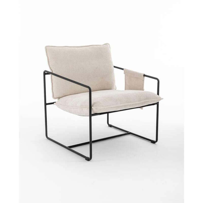 30.7" Arm Chair with Metal Frame and Gold Accents (Set of 2)