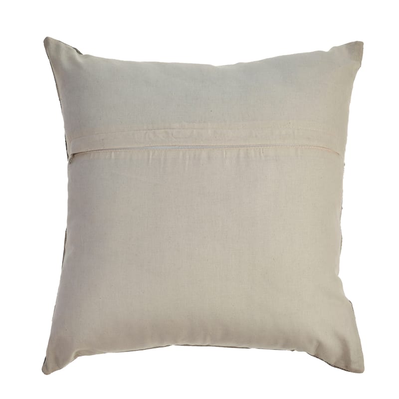 Sevita Wayne Gray/ Tan Striped Wool and Faux Hide Blend Pillow with Poly Insert
