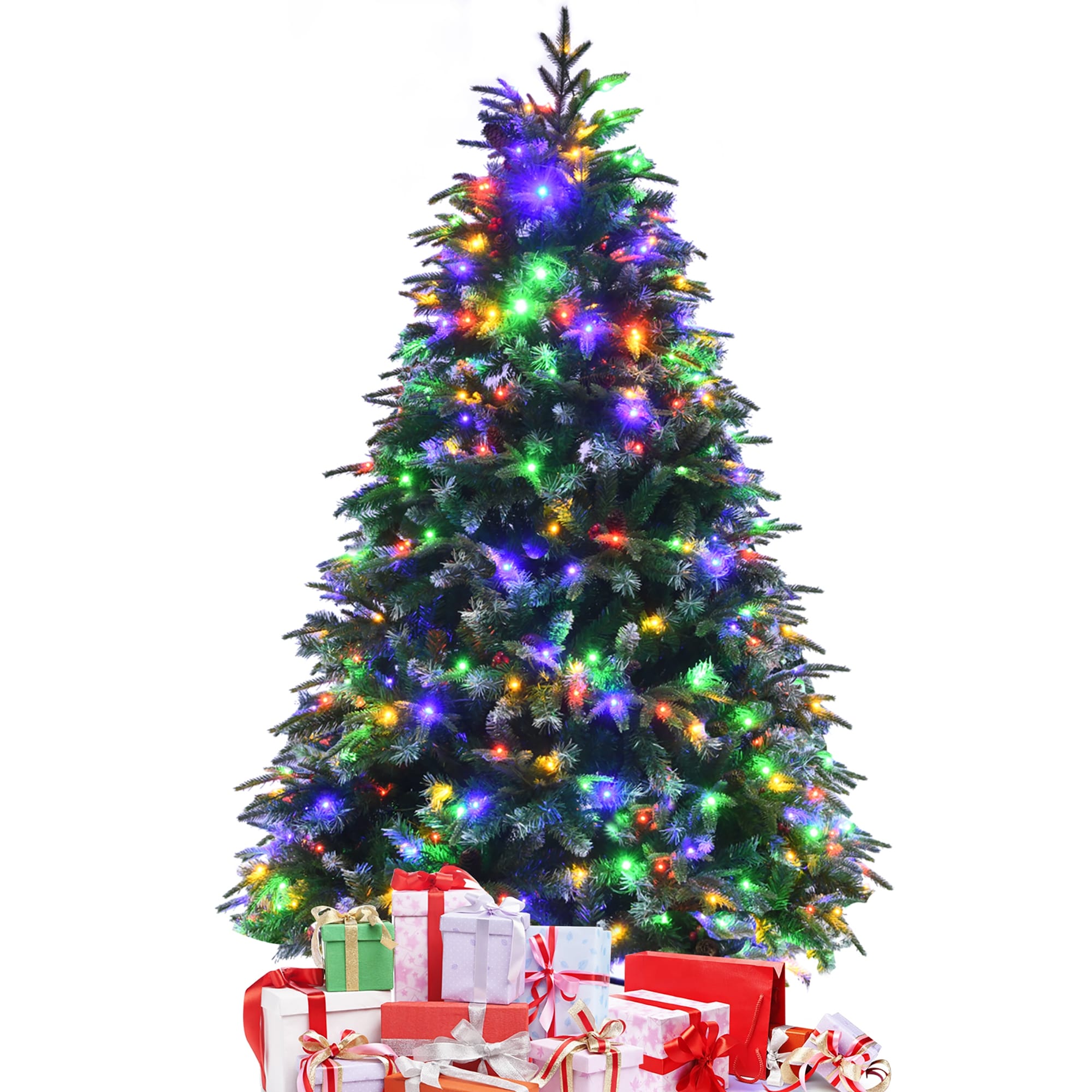 Snowy PreLit Hinged Artificial Christmas Tree with Realistic Look  -image