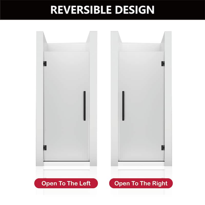 i-Homare 30 in.W x 72 in.H Frameless Pivot Shower Door, 5/16 in SGCC Frosted Tempered Glass